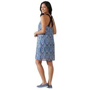 Profile by Gottex Blue Ikat Mesh Swim Cover Up Dress Macrame Back Small Resort S